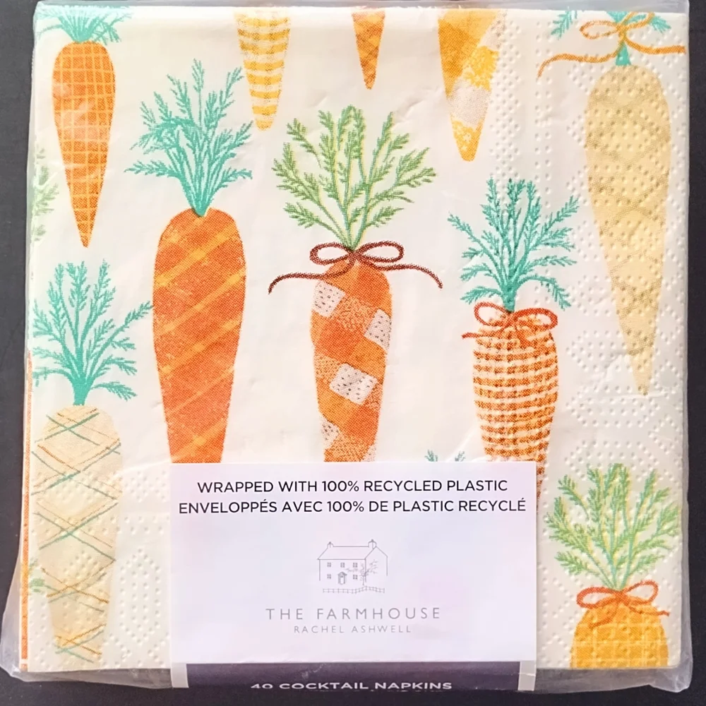 Rachel Ashwell The Farmhouse Pack of 40 Ct Paper Cocktail Napkins Garden Carrots